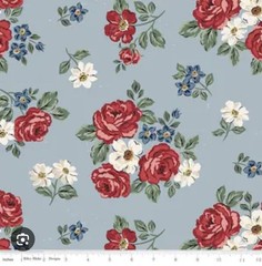 Independence Day RBD Riley Blake Designers Beige Floral Rose Red White Blue