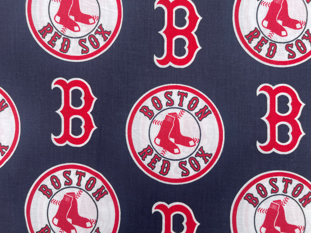 Boston Red Sox Cotton Fabric by the Yard – MLB Licensed Navy Red White Baseball