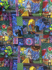 Beauty and the Beast 100% Cotton Fabric by the yard 45″ Wide Multicolored