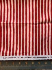 Daisy Kingdom Raggedy Ann Andy Narrow Leg Red & White Stripe Fabric 1/2 Yd