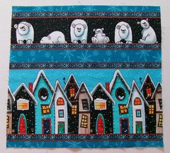 Cotton Fabric Comic Polar Bear Village – Pic C – 10 1/4″ L x 11 1/4″ W