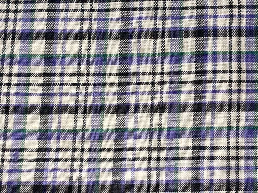 By 1/2 Yd Blue Black White Homespun Plaid Check Cotton Fabric BTHY