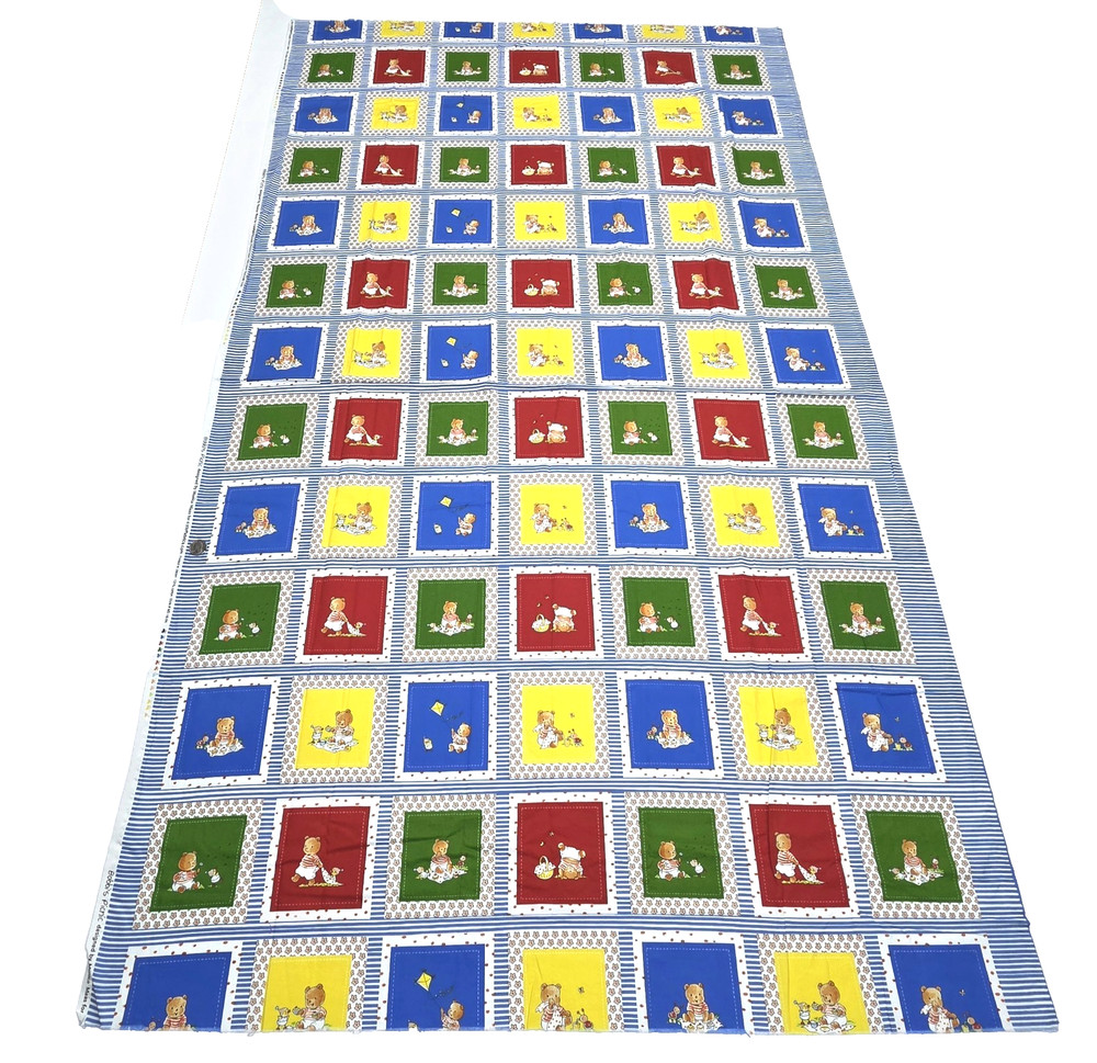 Bobbi’s Picnic Monica Maas Stof 16-65 Faux Patchwork Panels Blocks Fabric 1.4 YD
