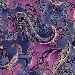 Fiore Paisley Indigo Cotton Fabric