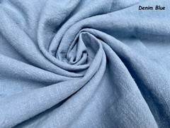 Stone Washed Plain Linen Fabric Soft Material Curtains Dress 55″ Wide Denim Blue