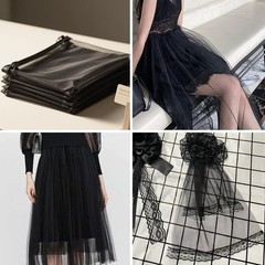 59″ x 72″(2 Yards) Mesh Fabric Slightly Stretchy for Sewing Projects, Black