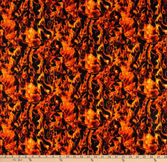 Fire Flames on Black Fabric By The Yard Cotton Timeless Treasures C7734