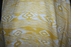 European Linen 100% Natural Fiber Beautifull Ethnic Print 5oz Mustard Off White