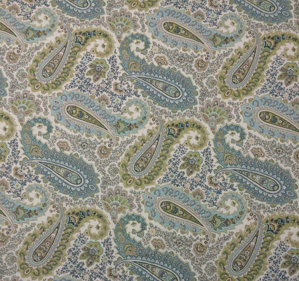 BALLARD DESIGNS DAYNA SPA BLUE PAISLEY FLORAL MULTIUSE FABRIC BY YARD 54″ WIDE