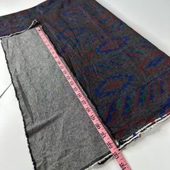 Southwestern Geometric Fabric Remnant 58×32 Gray Red Blue Green Aztec Cut READ