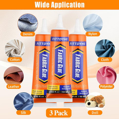 Fabric Glue Permanent Clear 60 ML for Clothing Patches Rhinestones Denim Leather