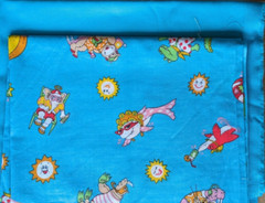 Fabric Coordinating Lot of 2 Blue Cotton: Fun on the Seashore + Solid – 9 oz