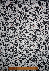 Many Faces of Mickey Mouse cotton quilt fabric white black 1 yd smile ears