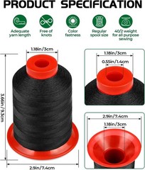 1000 Meters FIVEIZERO Extra Strong Upholstery Thread,Black Bonded Nylon Black