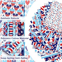 Hahafelt 80 Pcs 10”x10” Patriotic Quilting Fabric Square Red Blue White Fab…