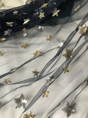 1 Yard Beautiful Stars Lace Fabric Sequins Fabric Soft Ivory Tulle Lace Fabric