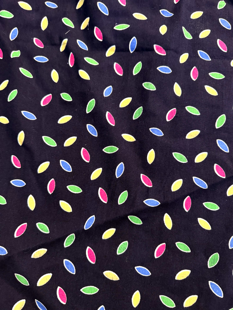 100% Linen Fabric Black Multicolor Geometric Print Medium Weight 56″ Wide