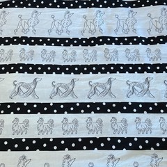 Paris Pups Black White Dogs Border Stripe Polka Dot Michael Miller 2 Yards