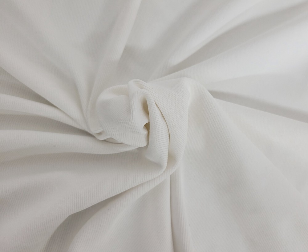 White Nylon Spandex 1×1 Rib Knit Fabric by the Yard 7/22