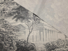 P Kaufmann YORKSHIRE DALE SLATE Black White Toile Designer Drapery Uph Fabric