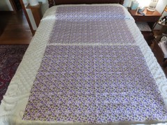 5216. 5 Remnants PURPLE FLOWERS & FRUIT Cotton FABRIC – 43″ x 2-2/3 yds. Total