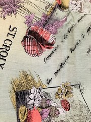 Virgin Islands Sea Shells Beaches on Pastels VTG Marcus Bros Textiles Fabric 35″