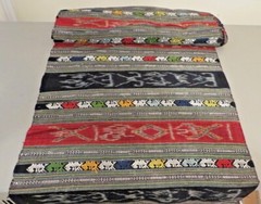 Vintage LAOS HILL TRIBE handwoven silk cotton ikat brocade 26″ wide SUPERB RARE