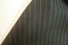3.77 yds Luxury WOOL Super 120s Fabric 8 oz Suiting Charcoal stripe 136″ BTP