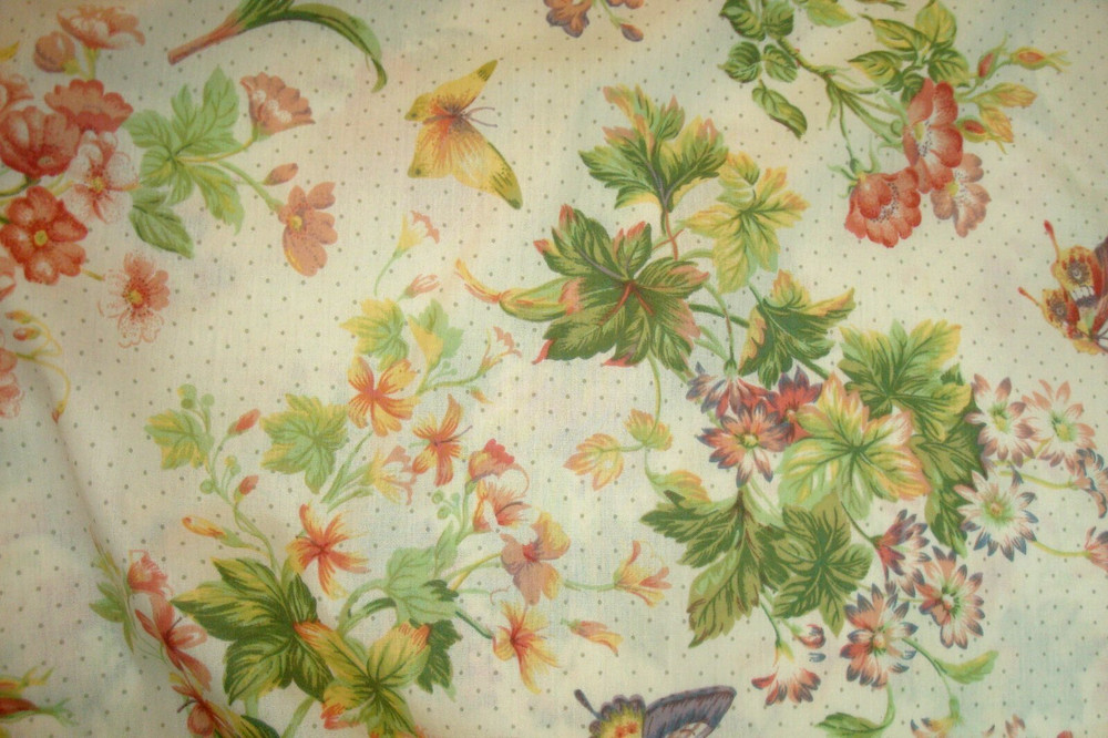 3.66 yds Cotton Sheeting Garden Floral polka dot Quilt Craft Pillow 48″ x 132″