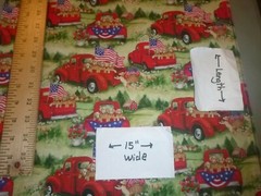 Patriotic Puppies Cotton fabric 15 INCHES WIDE and 36 inches long