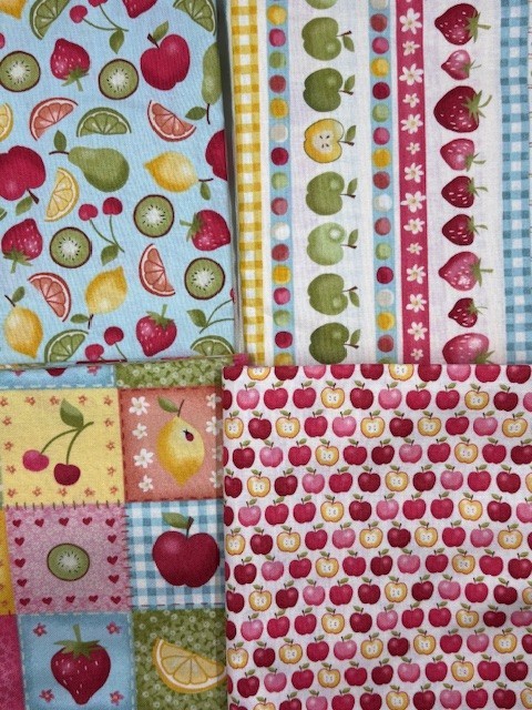 4 Funky Fruit Coordinating Fabrics Henley Studio Makower Cotton 44″ 1 Yard Each