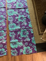 Lot Of 4 Polycotton Hawaiian Hibiscus Seashell Fabric, 16”x72”, 22”x19”, 24”x24”
