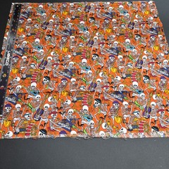 Rolling bones Skeleton Band Spooky Halloween Cotton Fabric 42” X 18” Orange