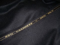 1/2 yd ITALIAN ZEGNA 5 STAR BLACK CASHMERE SILK SELF PATTERN JACKET FABRIC