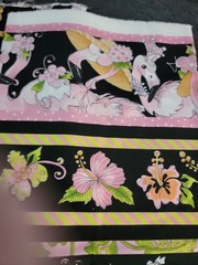 Cotton fabric 3 pieces, Panel Flams Loralie Harris for Loralie Designs: