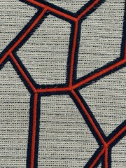 Knoll Arrondissement in Boutique, 5y13in, densely Embroidered in Red And Navy