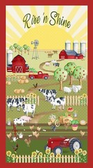 Rise ‘n Shine Farm Scene Quilt Panel by Andi Metz Kanvas with Benartex 24 x 45