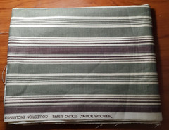 Waverly Exclusive Fabric Remnant Heirloom Ticking Olive Green Brown 2.5 yd x 18″