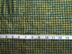 1 yd 100% Cotton Fabric Green with Metallic Gold Squares by Concord Fabrics