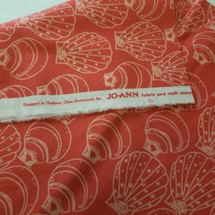 Seashell Fabric Remnants 2pc Coral Cream Coastal Nautical Cotton Quilting Craft