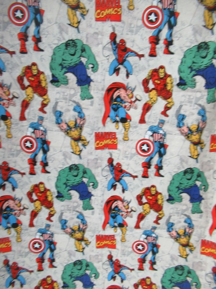 Marvel Super Imposed Hero Character Camelot Quilt Cotton Fabric 1YD X 43″W NEW