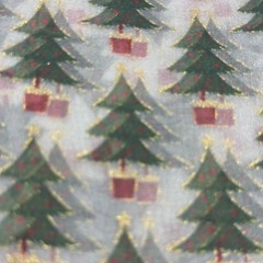 Christmas Tree Holiday Sheer Fabric 1 Yard Green/Red/Gold Pre-Owned