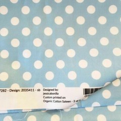 SPOONFLOWER POLKA DOT BLUE/WHITE FABRIC:NEW PIECE: 1 YARD + 7 INCHES