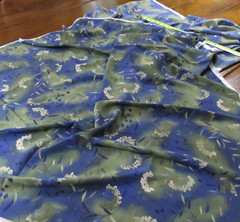 OOP Blue Green FOREST FABRICS Inc. 1997 Textured Fabric 46 x 132″