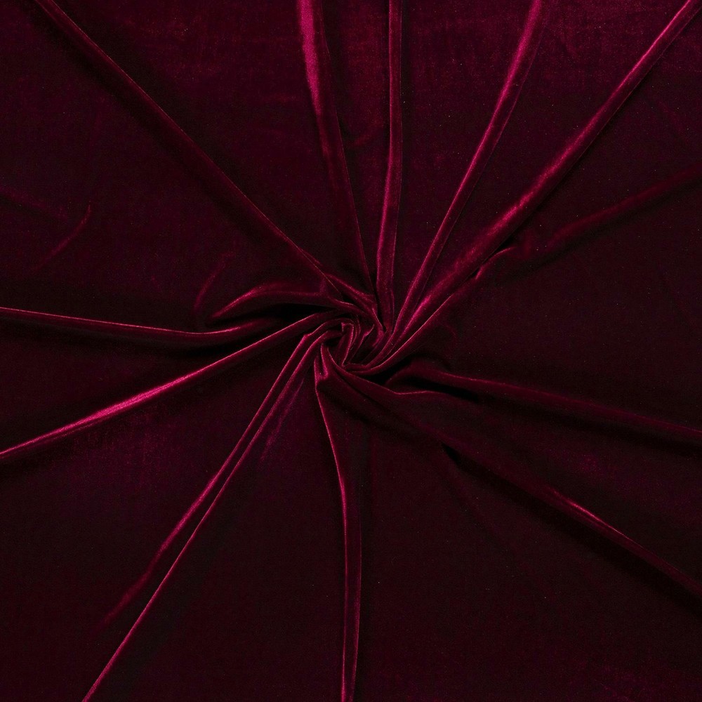 Luxury Stretchy Shiny Velvet Fabric Material – DARK WINE