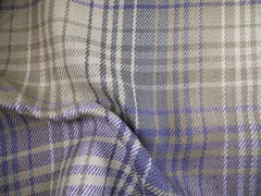 Robert Allen Beacon Hill Fabric Pampas Plaid Bay Blue Linen Jute Upholstery JJ39
