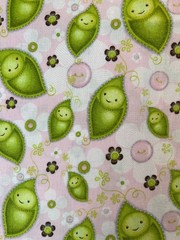 Fabric -OOP Stitched Garden Green Babies In Pea Pods Heather Rosa Camelot 36×44”