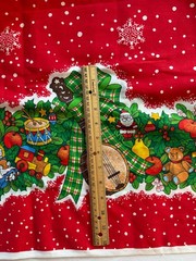 2.25 yds x 36” American Greetings Christmas Red Border Fabric Music Toys