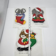 Vintage Fabric Ornament miss matched single piece no backs Christmas craft