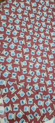 Y2K VTG Jaftex Corp Desktop Computer Monitor Fabric Red Novelty 3.5yds Cotton